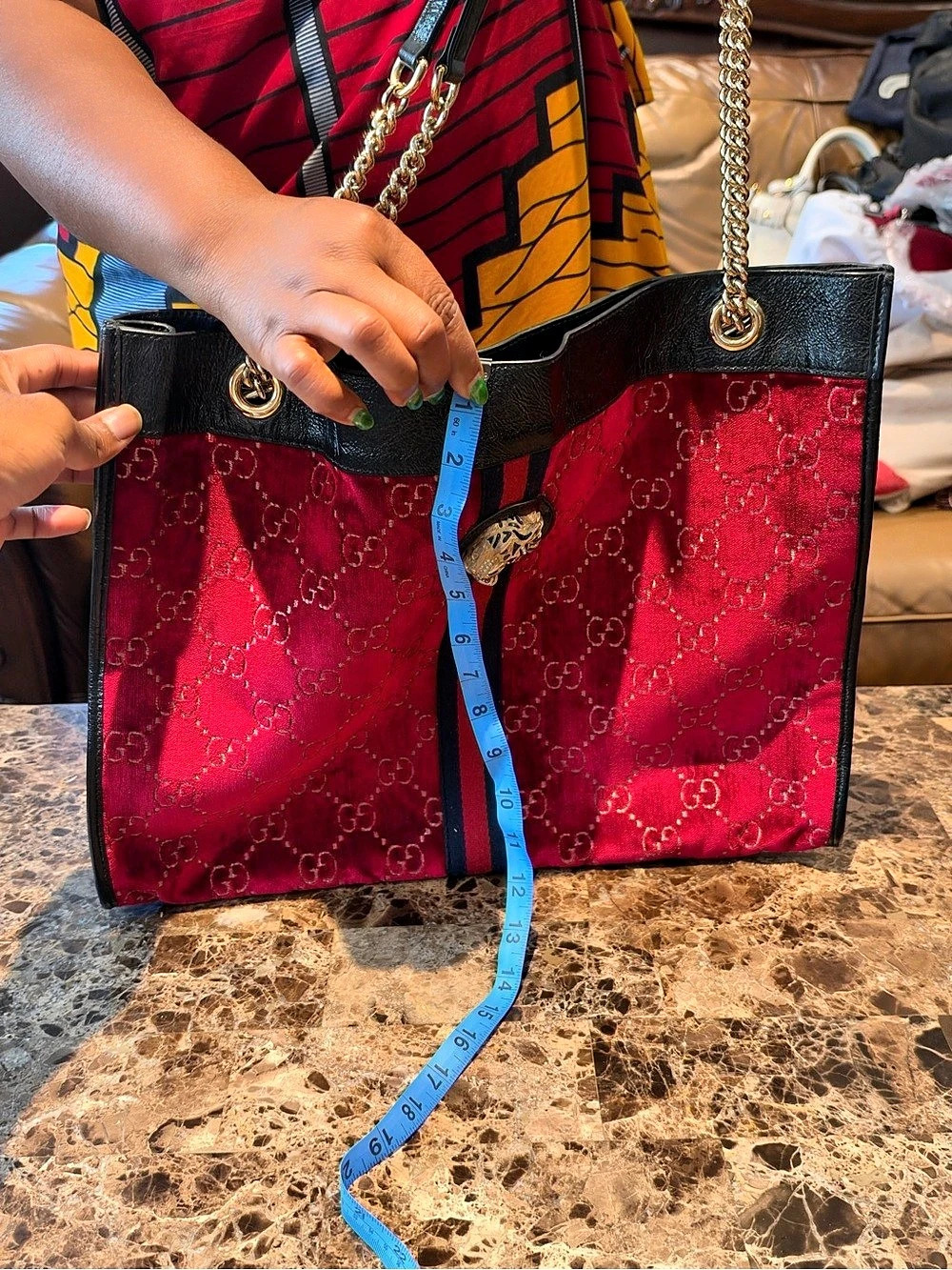 Gucci Rajah Large Tote Bag Red & Black with Pouch - Picture 3 of 16
